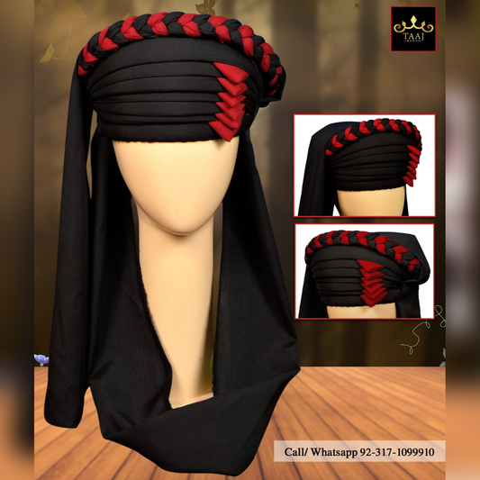 Balochi Sindhi Style Pagr Black & Red
